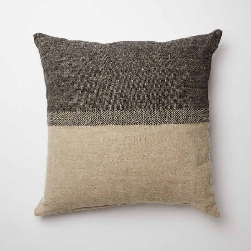 CUSHION COVER EVI LINEN BLACK NATURAL     - CUSHIONS